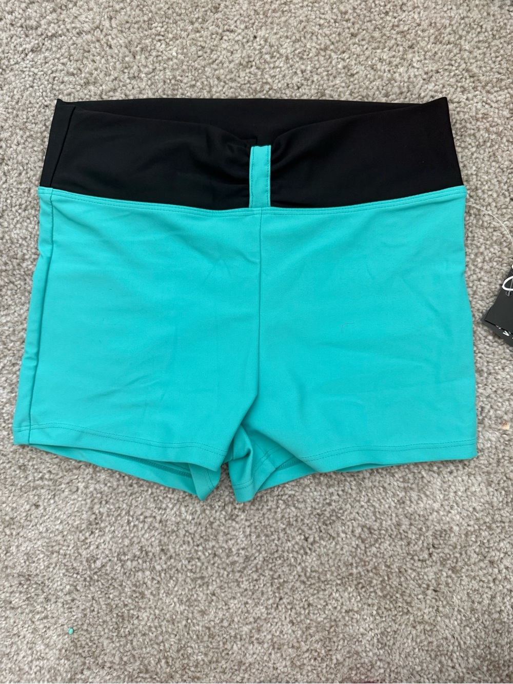 High-Rise Teal kids Bike Shorts with Black Waistband